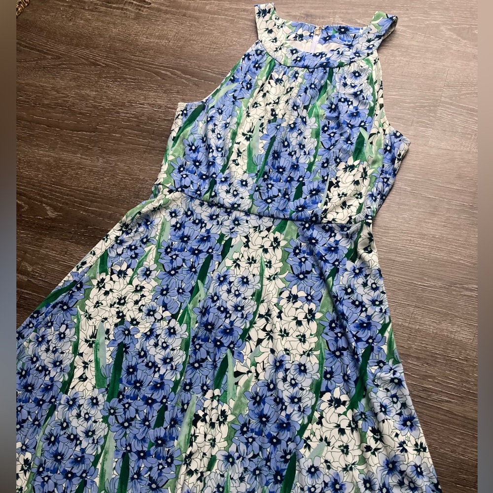Tommy Hilfiger Midi Dress Blue Floral Size 8 - Picture 2 of 4